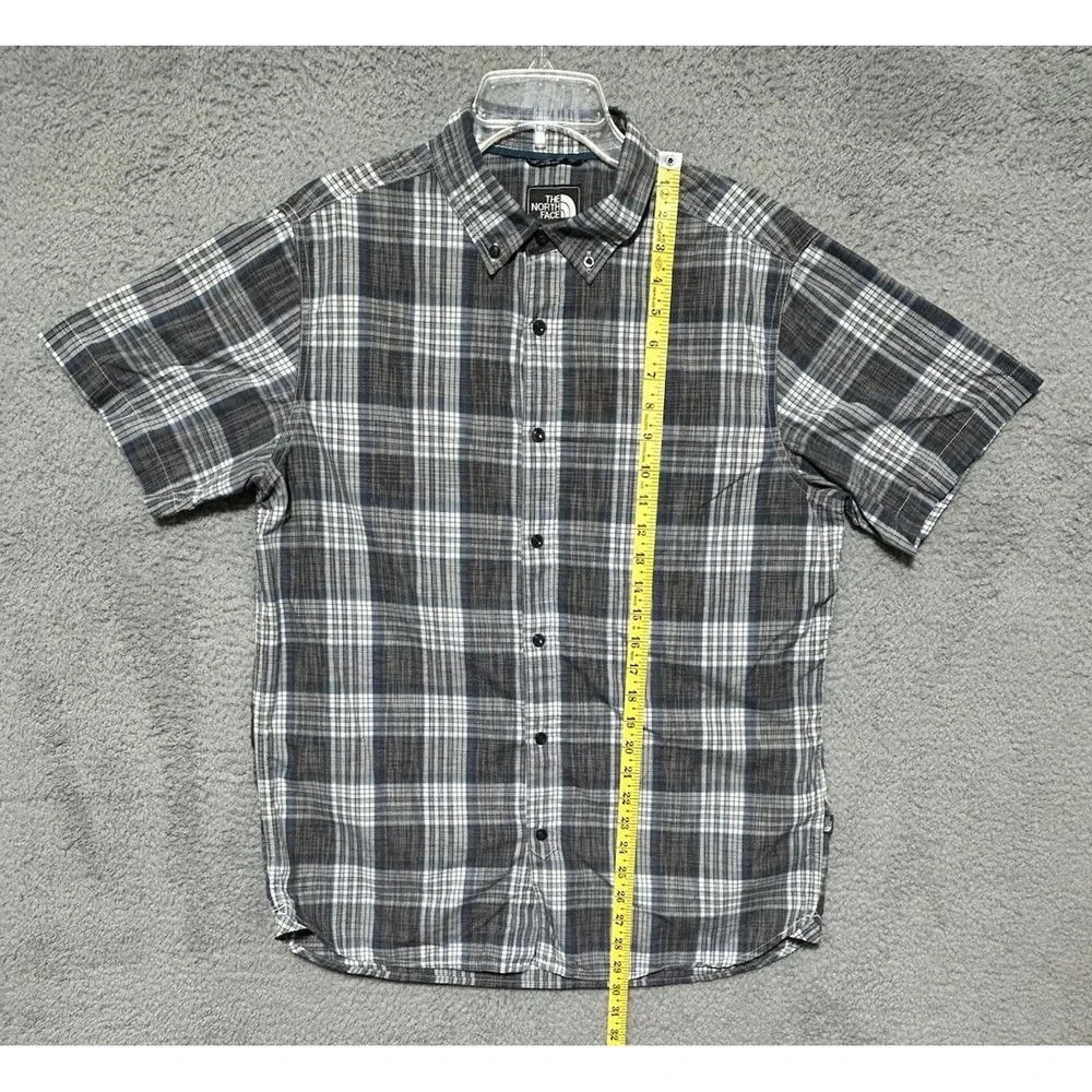 The North Face Black Plaid Button Down Shirt Short Sleeve Mens Size L‎ Gorpcore